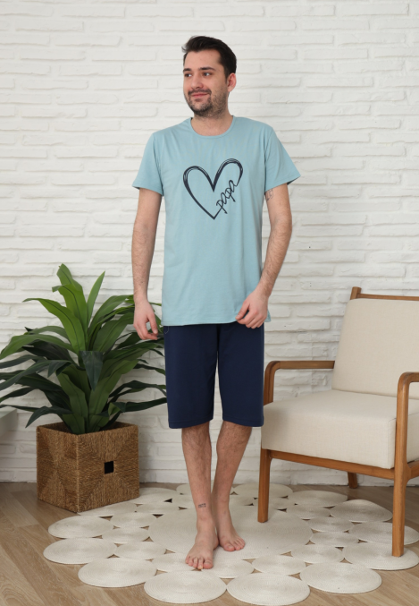Pijama bărbați Engros, Mânecă scurtă și Pantaloni 3/4, Verde