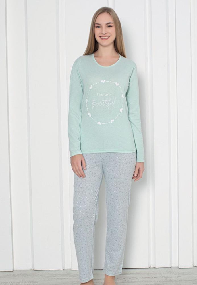Pijama damă cu mânecă lungă și pantaloni lungi, imprimeu ,,You Are Beautiful', Engros