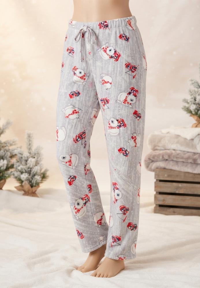 Pantaloni pijama dama Craciun,Culoare Gri,Engros