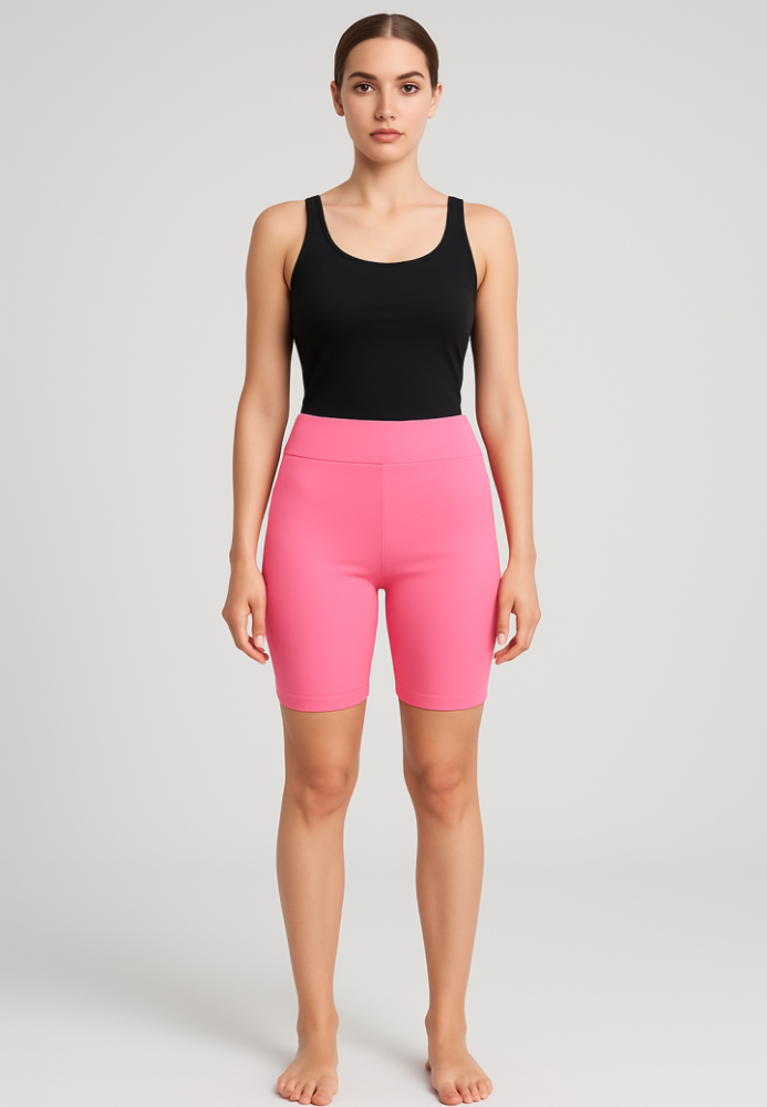 Colanți Damă Scurți si Elastici cu Talie înaltă- Culoare Roz,Engros