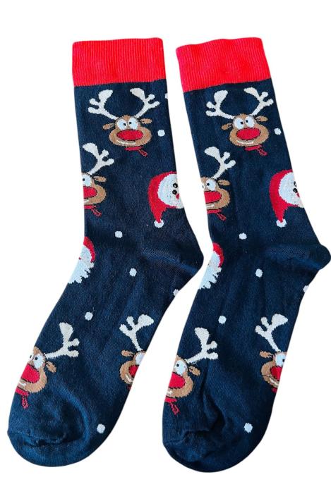 Sosete de Craciun Barbatesti 3/set,Imprimeu Ren,Engros