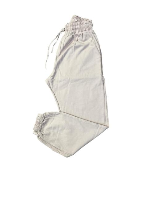 Blugi Damă cu Banda Elastica in Talie si Glezne, Culoare Crem, Engros