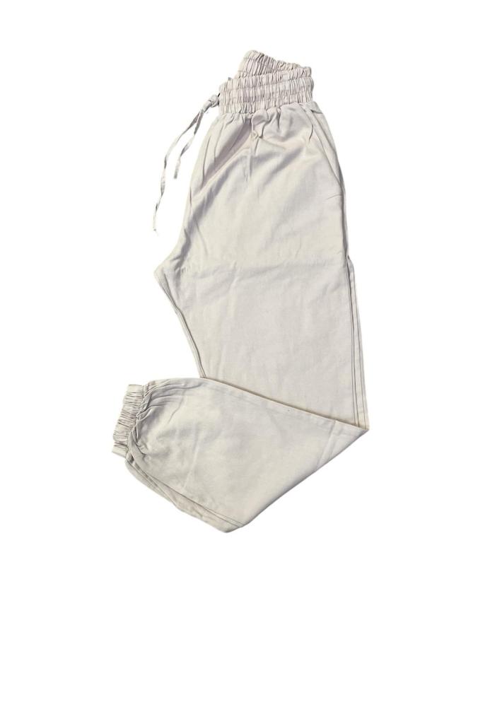 Blugi Damă cu Banda Elastica in Talie si Glezne, Culoare Crem, Engros