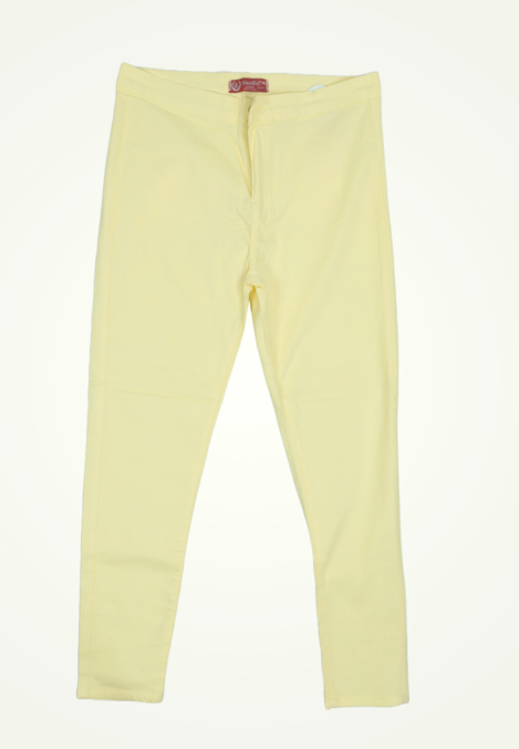 Blugi Damă Skinny Talie înaltă – Material Elastic, Subțire, Culoare Galben,Engros