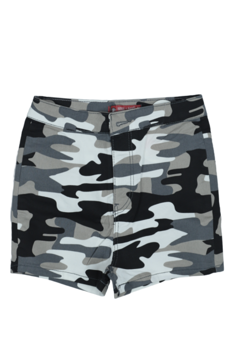 Blugi scurți damă de vară – elastici, mulați, cu buzunare la spate-camuflaj gri Engros