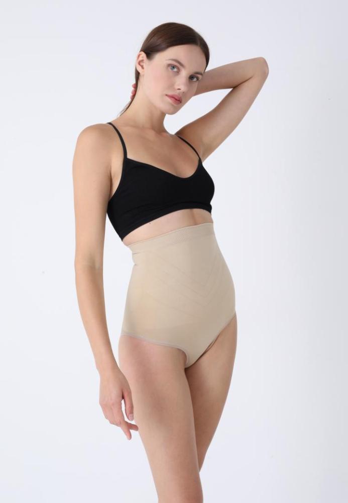 Corset Damă Clasic Modelator cu Bandă de Silicon si Talie Inaltă, Culoare Bej,Engros