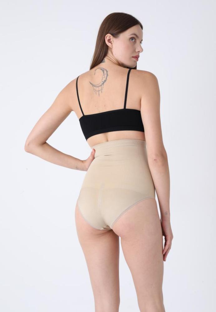 Corset Damă Clasic Modelator cu Bandă de Silicon si Talie Inaltă, Culoare Bej,Engros