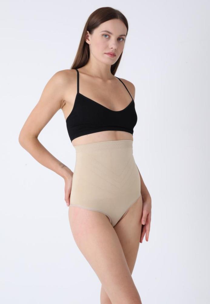 Corset Damă Clasic Modelator cu Bandă de Silicon si Talie Inaltă, Culoare Bej,Engros