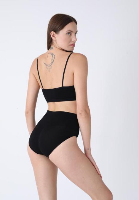 Corset Modelator Damă Clasic cu Talie înaltă , Push-up și Bandă Anti-Alunecare,Cuoare Negru,Engros