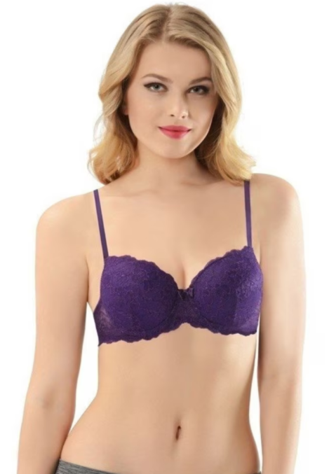Sutien NBB cu dantelă, Push-Up si Balene de Sustinere, Culoare Mov Engros