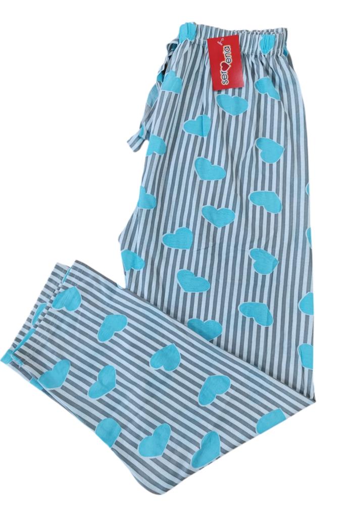 Pantaloni damă bumbac verde cu inimioare – engros