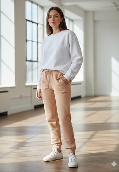 Pantaloni de trening damă,culoare bej cu elastic și șiret,Engros