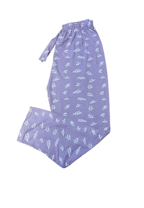 Pantaloni de Pijama Dama Lungi,Big Size,Culoare Mov cu Alb, Engros