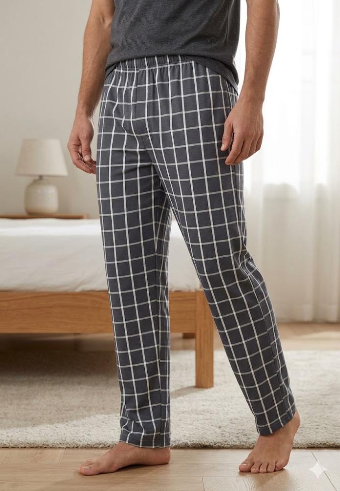 Pantaloni de Pijama ,Big Size ,Barbati culoare Gri Inchis cu Alb ,Engros