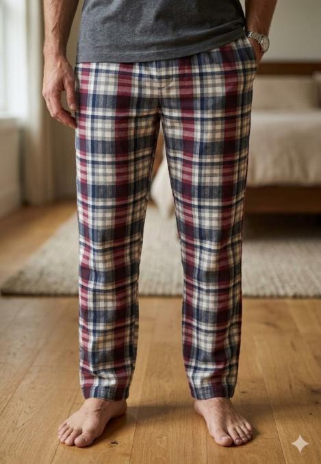 Pantaloni de Pijama Barbati ,Culoare Alb cu Rosu,Engros