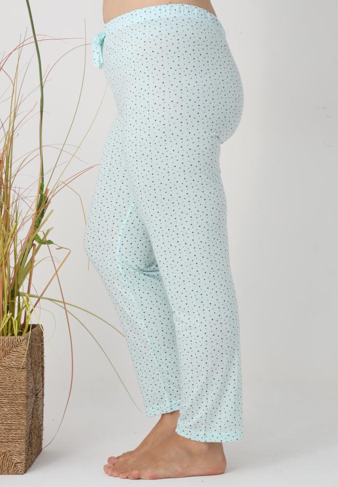 Pantaloni de Pijama Dama Lungi,Big Size, Culoare Verde Deschis cu Buline Negre,Engros