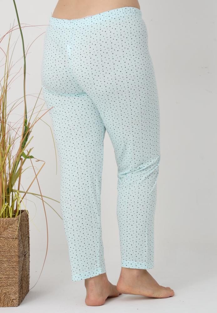 Pantaloni de Pijama Dama Lungi,Big Size, Culoare Verde Deschis cu Buline Negre,Engros
