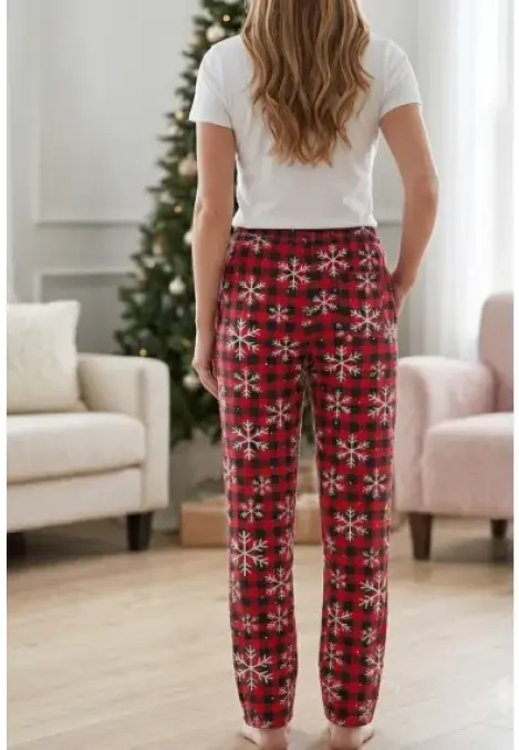 Pantaloni Damă Serena de Craciun cu Buzunare și Șnur în Talie – Engros