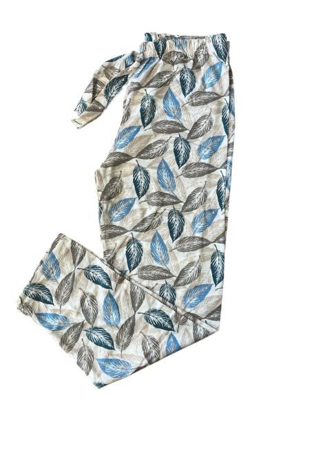 Pantaloni de Pijama Dama ,Culoare Crem cu Albastru,Engros