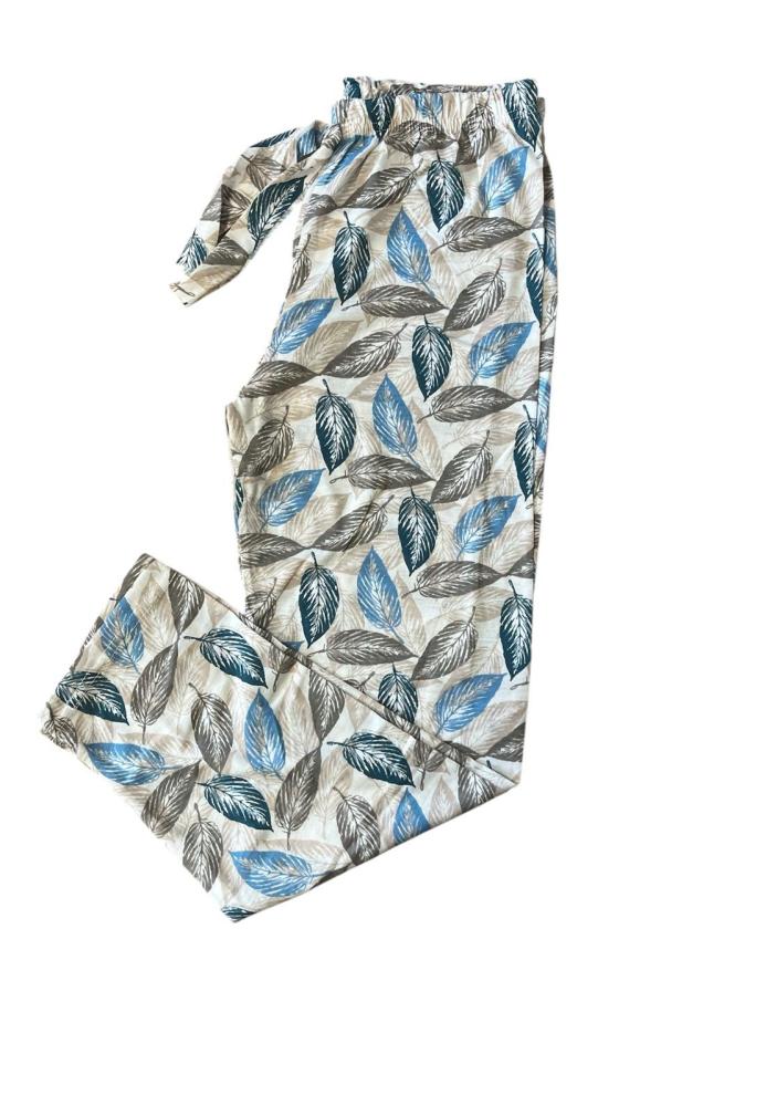 Pantaloni de Pijama Dama ,Culoare Crem cu Albastru,Engros