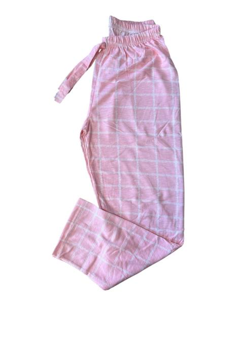 Pantaloni de Pijama Dama ,Culoare Roz cu Alb ,Engros