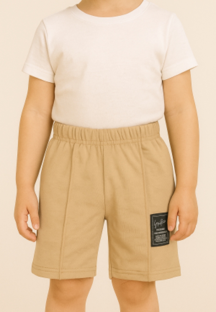 Pantaloni scurți sport copii cu dungă decorativă,Culoare Maro,Engros