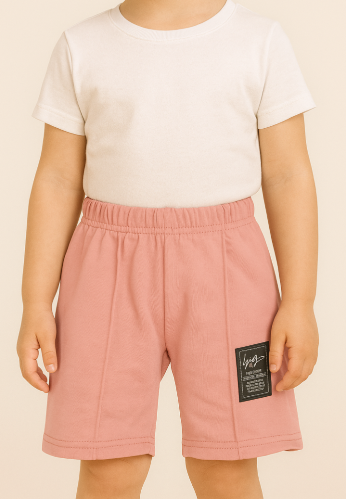 Pantaloni scurți sport copii cu dungă decorativă,Culoare Roz Deschis,Engros