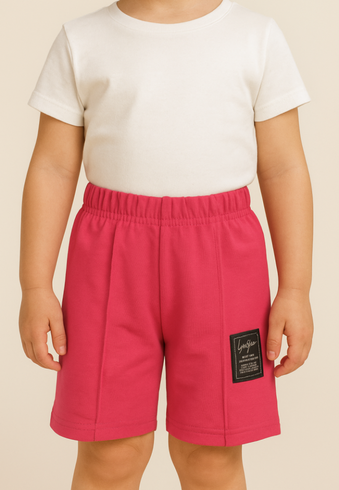 Pantaloni scurți sport copii cu dungă decorativă,Culoare Roz Inchis,Engros