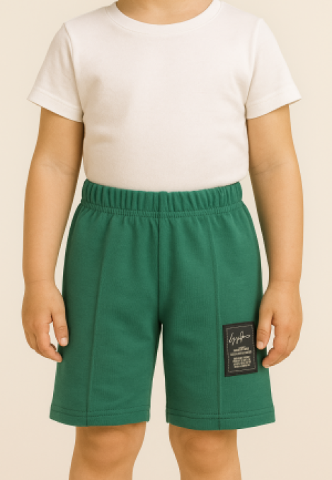 Pantaloni scurți sport copii cu dungă decorativă,Culoare Verde,Engros
