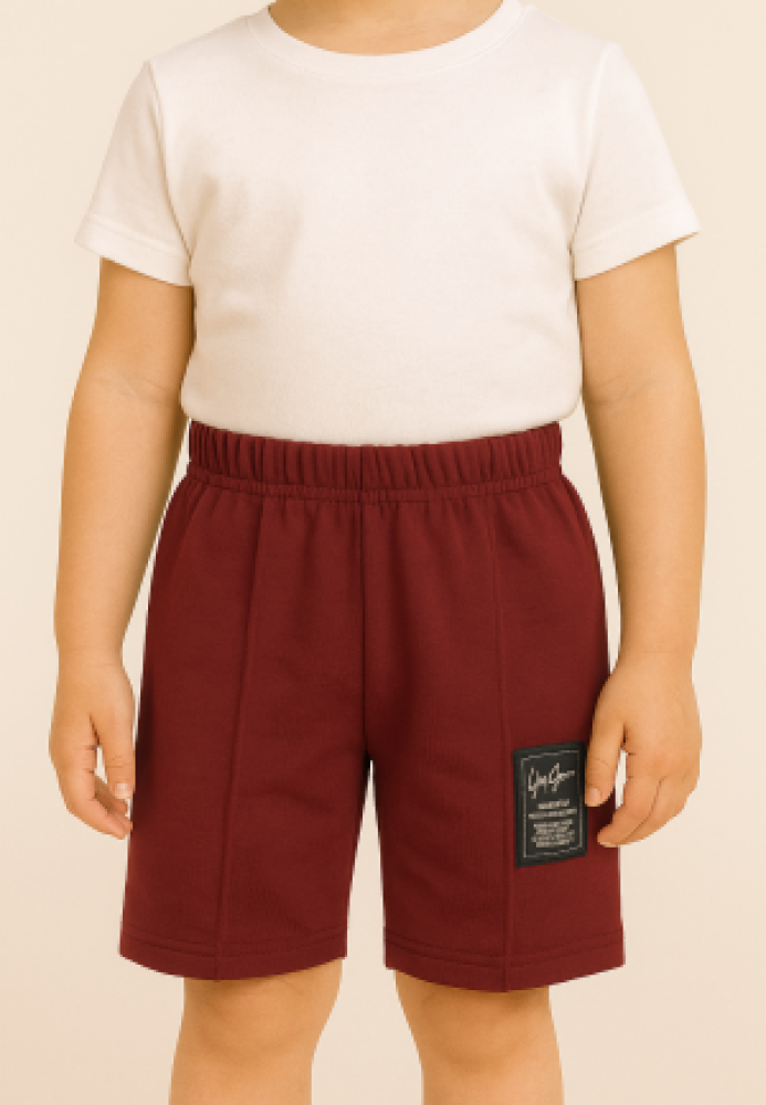 Pantaloni scurți sport copii cu dungă decorativă,Culoare Bordo ,Engros