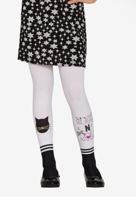 Dres fetițe Penti Pretty ,,Cat Rocks" 70 DEN- mat, opac, culoare Alb Engros