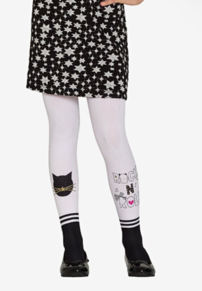 Dres fetițe Penti Pretty ,,Cat Rocks" 70 DEN- mat, opac, culoare Alb Engros