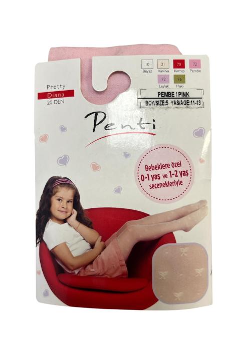 Dres fetițe Penti Pretty ,,Diana'', 20 den- mat, imprimeu fundițe,Roz, Engros