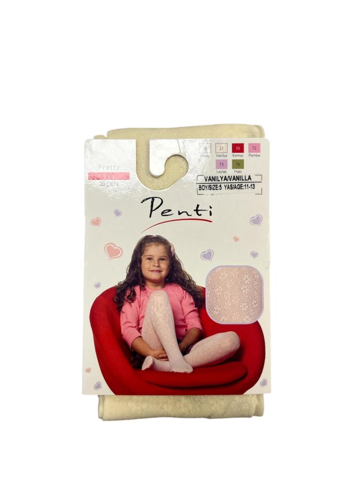 Dres fetițe Penti Pretty ,,Diana'', 20 den- mat, imprimeu fundițe,Vanilla, Engros