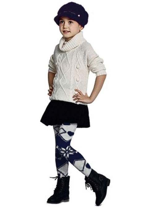 Dres fetițe Penti Pretty ,,Flake'', bumbac- imprimeu fulgi de zăpadă, bleumarin ,Engros