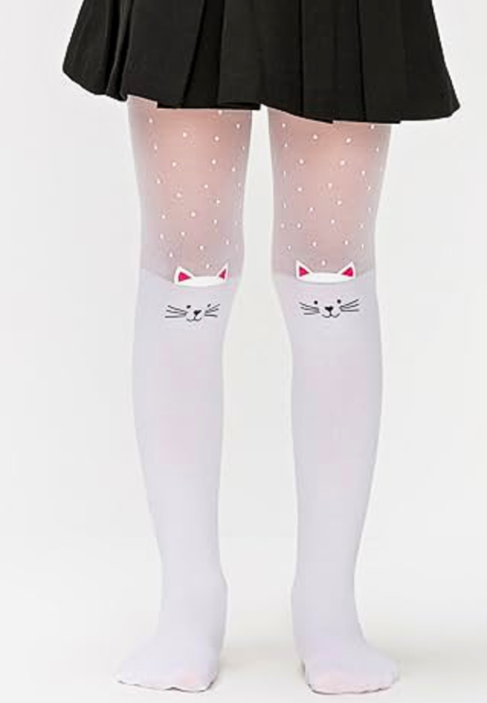 Dres fetițe Penti Pretty ,,Muhur'' 30 DEN- imprimeu pisicuță, culoare alb,Engros