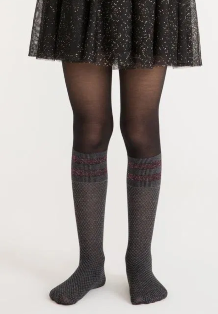 Dres fetițe Penti Young ,,Shine Stripe'', 30 den- inserții sclipici, gri ,Engros