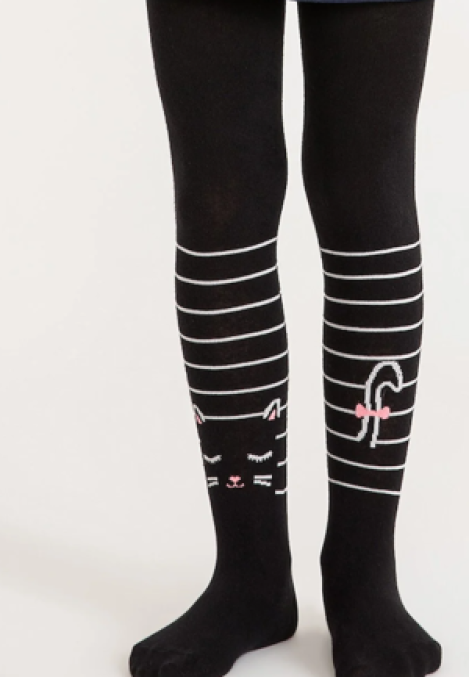 Dres fetițe Penti Young ,,Stripe Cat'', bumbac- mat, opac, Negru,Engros