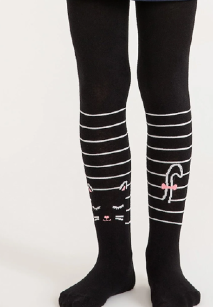 Dres fetițe Penti Young ,,Stripe Cat'', bumbac- mat, opac, Negru,Engros