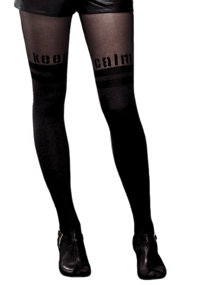 Dres Penti Lovely 40 DEN – Imprimeu ,,Keep Calm'', culoare negru Engros