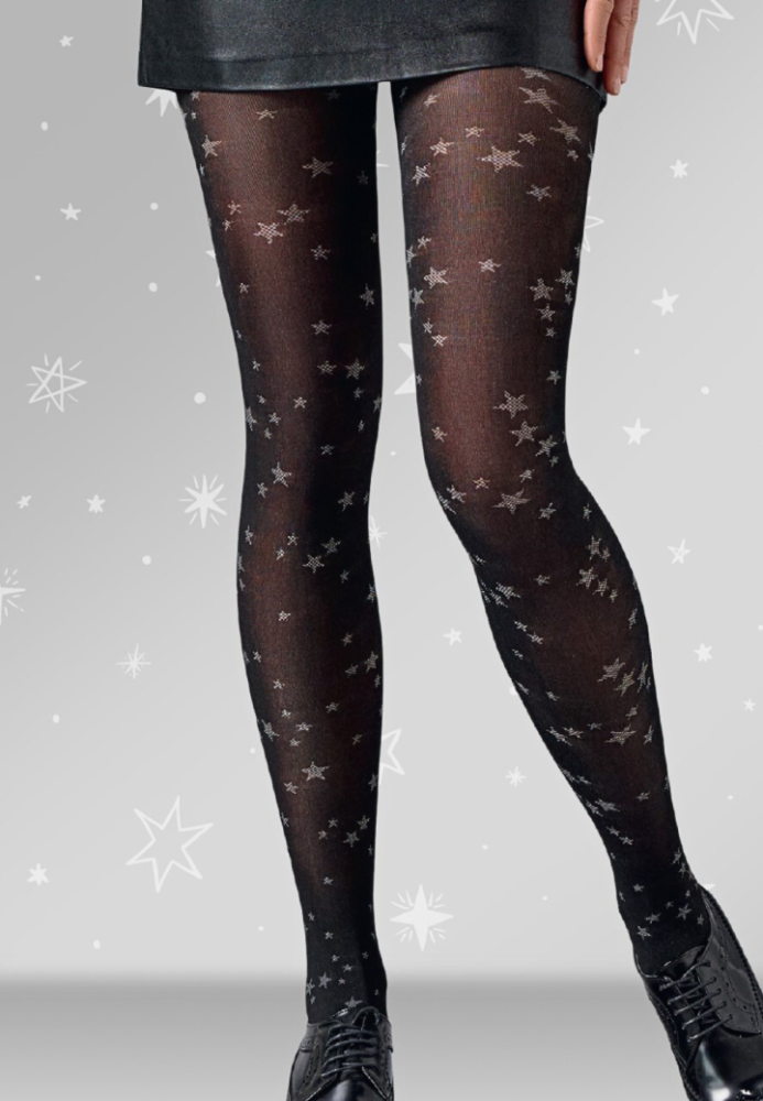 Dres Penti Lovely 50 DEN ,,Estrella" – Imprimeu stele, culoare negru , Engros