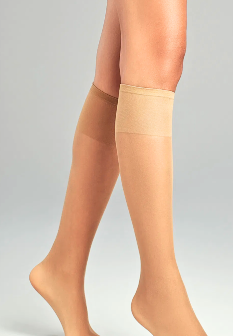 Șosete Penti ,,Burunsuz" Fit 15 DEN, aproape de genunchi- lucioase, Nude,Engros