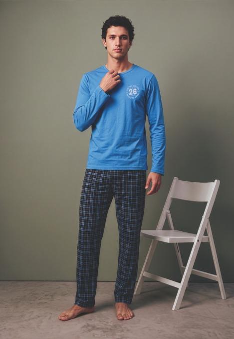 Pijama barbati Serena cu maneca lunga si pantalon lungi,Engros