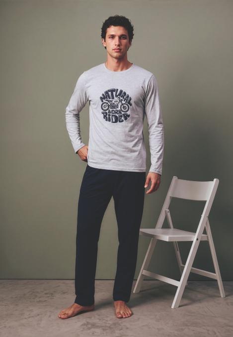 Pijama barbati Serena cu maneca lunga si pantalon lungi ,Engros
