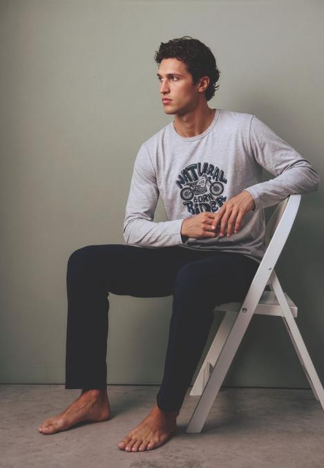 Pijama barbati Serena cu maneca lunga si pantalon lungi ,Engros
