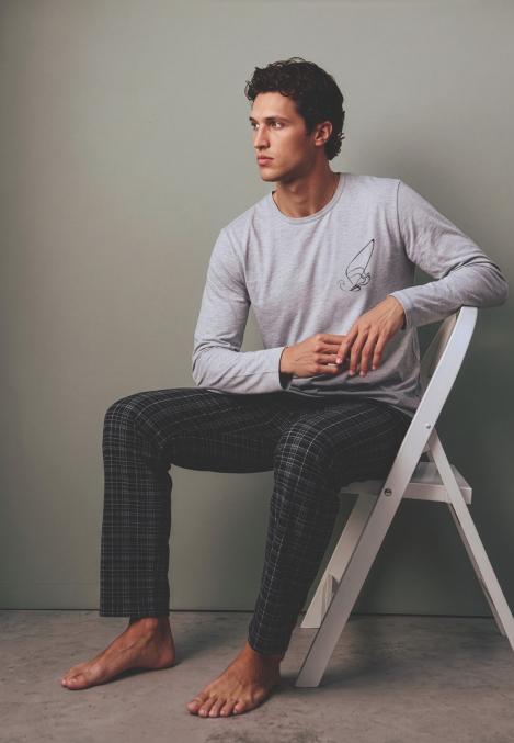 Pijama barbati Serena cu maneca lunga si pantalon lungi ,Engros