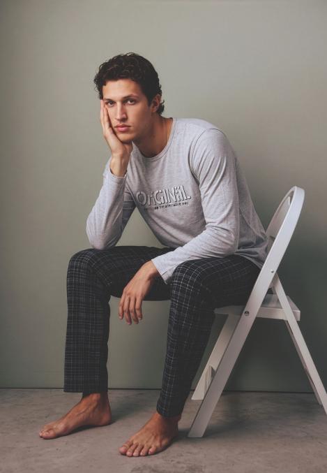 Pijama barbati Serena cu maneca lunga si pantalon lungi ,Engros