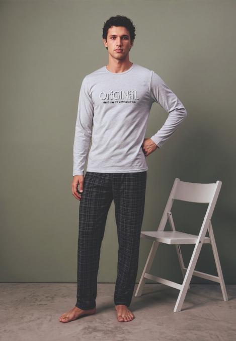 Pijama barbati Serena cu maneca lunga si pantalon lungi ,Engros
