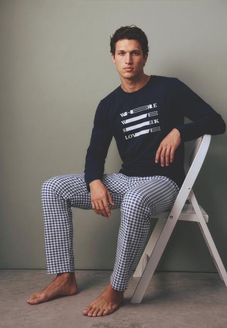 Pijama barbati Serena cu maneca lunga si pantalon lungi ,Engros