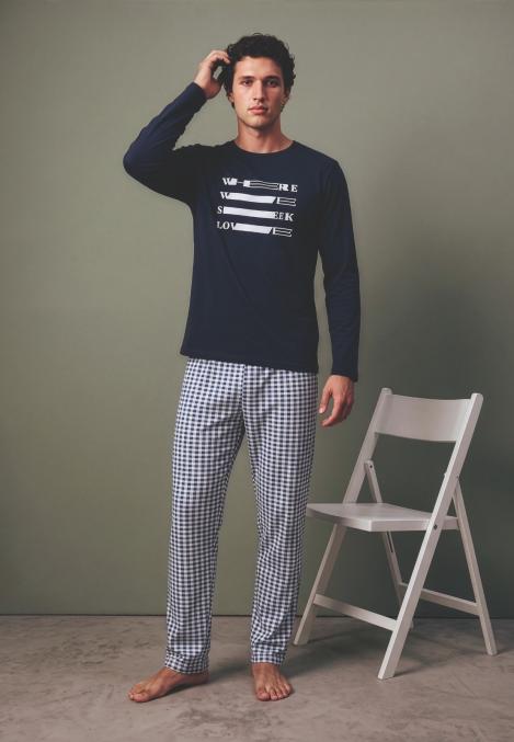 Pijama barbati Serena cu maneca lunga si pantalon lungi ,Engros
